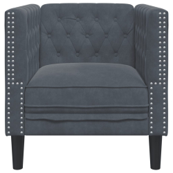 Fotel Chesterfield, ciemnoszary, tapicerowany aksamitem