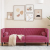 Sofa Chesterfield z wałkami, trzyosobowa, bordowa, aksamit