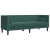 Sofa Chesterfield z wałkami, 3-osobowa, ciemnozielona, aksamit