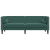 Sofa Chesterfield z wałkami, 3-osobowa, ciemnozielona, aksamit