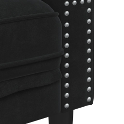 2-cz. wypoczynek Chesterfield z wałkami, czarny, aksamit
