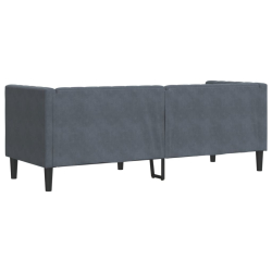 Sofa Chesterfield z wałkami, trzyosobowa, ciemnoszara, aksamit
