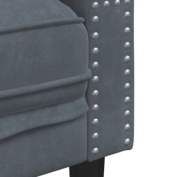 Sofa Chesterfield z wałkami, trzyosobowa, ciemnoszara, aksamit