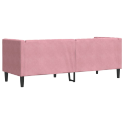 Sofa Chesterfield z wałkami, trzyosobowa, różowa, aksamit