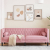 Sofa Chesterfield z wałkami, trzyosobowa, różowa, aksamit