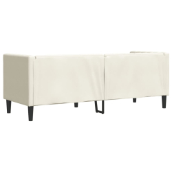Sofa Chesterfield z wałkami, trzyosobowa, kremowa, aksamit