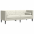Sofa Chesterfield z wałkami, trzyosobowa, kremowa, aksamit