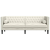 Sofa Chesterfield z wałkami, trzyosobowa, kremowa, aksamit