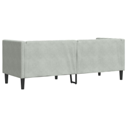 Sofa Chesterfield z wałkami, trzyosobowa, jasnoszara, aksamit
