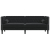 Sofa Chesterfield z wałkami, trzyosobowa, czarna, aksamit