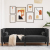 Sofa Chesterfield z wałkami, trzyosobowa, czarna, aksamit