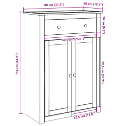 Szafka na buty Panama, 80x40x114 cm, lite drewno sosnowe