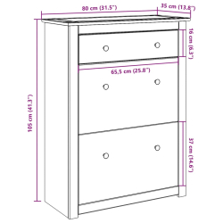 Szafka na buty Panama, 80x35x105 cm, lite drewno sosnowe