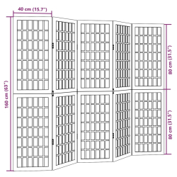 Parawan pokojowy, 5-panelowy, czarny, lite drewno paulowni