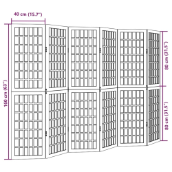 Parawan pokojowy, 6-panelowy, biały, lite drewno paulowni