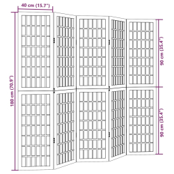 Parawan pokojowy, 5-panelowy, czarny, lite drewno paulowni