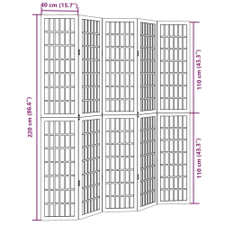 Parawan pokojowy, 5-panelowy, czarny, lite drewno paulowni