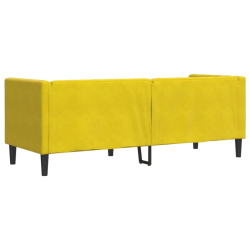 Sofa Chesterfield z wałkami, trzyosobowa, żółta, aksamit