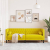 Sofa Chesterfield z wałkami, trzyosobowa, żółta, aksamit