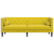 Sofa Chesterfield z wałkami, trzyosobowa, żółta, aksamit