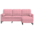 3-osobowa sofa z podnóżkiem, różowa, 180 cm, aksamitem