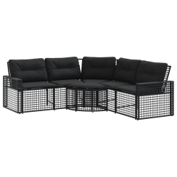 Narożna sofa ogrodowa z poduszkami i podnóżkiem, polirattan