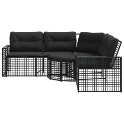 Narożna sofa ogrodowa z poduszkami i podnóżkiem, polirattan