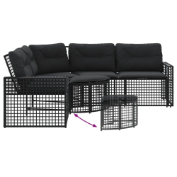 Narożna sofa ogrodowa z poduszkami i podnóżkiem, polirattan