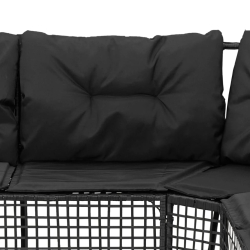 Narożna sofa ogrodowa z poduszkami i podnóżkiem, polirattan