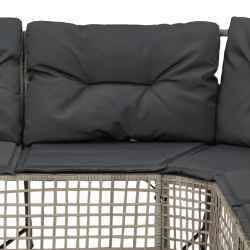 Narożna sofa ogrodowa z poduszkami i podnóżkiem, polirattan