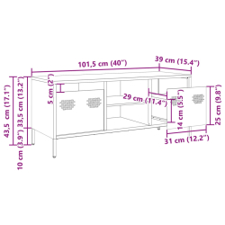 Szafka RTV, żółta, 101,5x39x43,5 cm, stal walcowana na zimno
