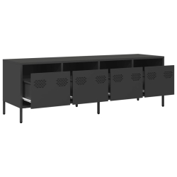 Szafka RTV, czarna, 135x39x43,5 cm, stal walcowana na zimno