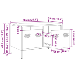 Szafka RTV, czarna, 68x39x43,5 cm, stal walcowana na zimno