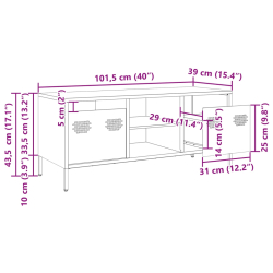 Szafka RTV, czarna, 101,5x39x43,5 cm, stal walcowana na zimno