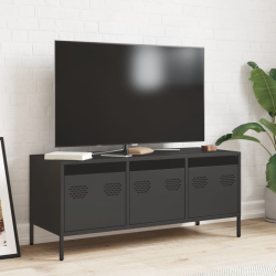 Szafka RTV, czarna, 101,5x39x43,5 cm, stal walcowana na zimno