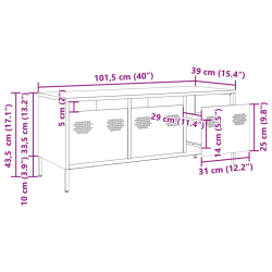 Szafka RTV, czarna, 101,5x39x43,5 cm, stal walcowana na zimno