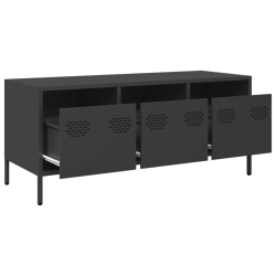 Szafka RTV, czarna, 101,5x39x43,5 cm, stal walcowana na zimno