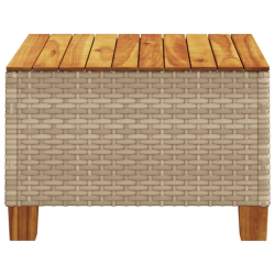 Stolik ogrodowy, beż, 55x55x36 cm, rattan PE i drewno akacjowe