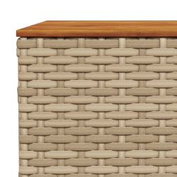 Stolik ogrodowy, beż, 55x55x36 cm, rattan PE i drewno akacjowe