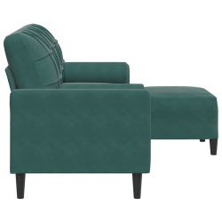 3-osobowa sofa z podnóżkiem, ciemnozielony, 180 cm, aksamit