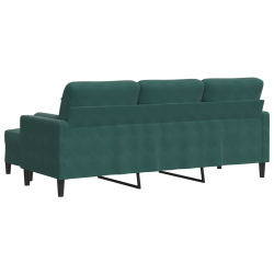 3-osobowa sofa z podnóżkiem, ciemnozielony, 180 cm, aksamit
