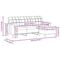 3-osobowa sofa z podnóżkiem, ciemnozielony, 180 cm, aksamit