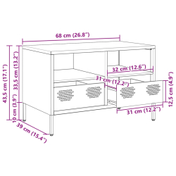 Szafka RTV, czarna, 68x39x43,5 cm, stal walcowana na zimno