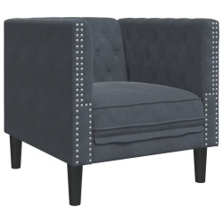 3-cz. wypoczynek Chesterfield z wałkami, ciemnoszary, aksamit