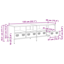 Szafka RTV, czarna, 135x39x43,5 cm, stal walcowana na zimno
