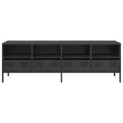 Szafka RTV, czarna, 135x39x43,5 cm, stal walcowana na zimno