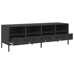 Szafka RTV, czarna, 135x39x43,5 cm, stal walcowana na zimno