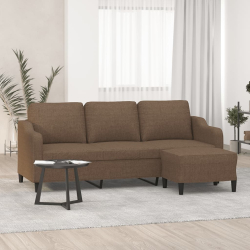 3-osobowa sofa z podnóżkiem, brązowy, 180 cm, tkaniną