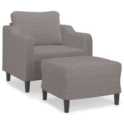 Fotel z podnóżkiem, taupe, 60 cm, obity tkaniną