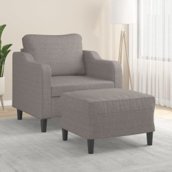 Fotel z podnóżkiem, taupe, 60 cm, obity tkaniną